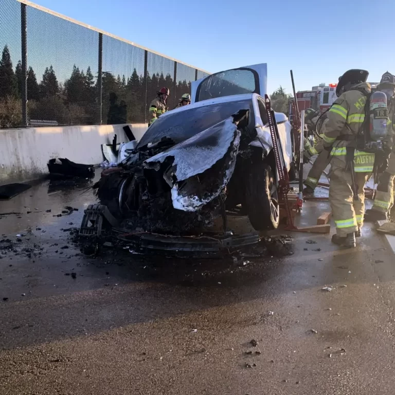Tesla car battery 'spontaneously' catches fire on California